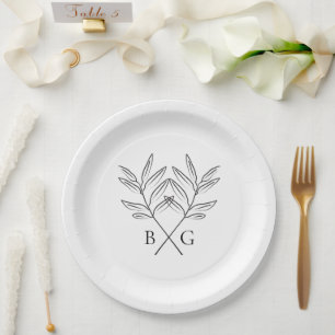 Minimalistische Botanische Rustieke Monogram Bruil Papieren Bordje