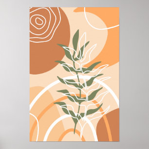 Minimalistische botanische salie terracotta boho P Poster