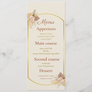 Minimalistische Botanische Trouwmenu - Modern Rust Menu