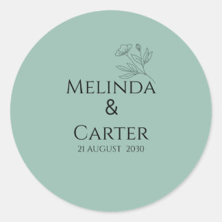 Minimalistische botanische trouwsticker ronde sticker