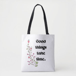 Minimalistische botanische typografie boodschappen draagtas