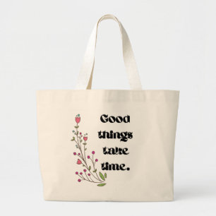 Minimalistische botanische typografie boodschappen grote tote bag