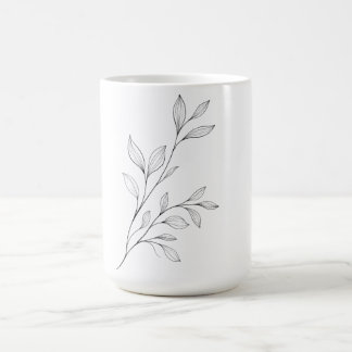 Minimalistische botanische zwarte lijnkunst koffiemok