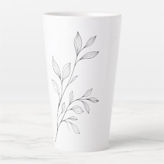 Minimalistische botanische zwarte lijnkunst latte mok