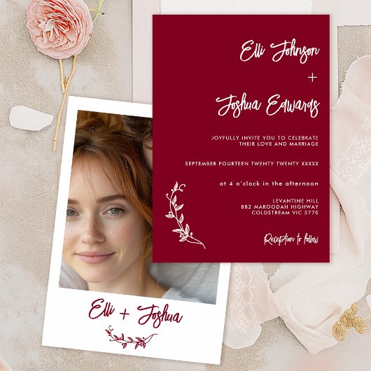 Minimalistische Bourgondische gebladerte Motief br Kaart