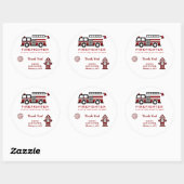 Minimalistische brandweerman "Little Hero" Baby sh Ronde Sticker (Vel)