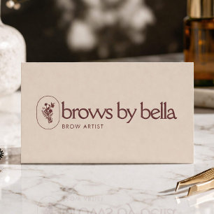 Minimalistische Brow Artist Beauty Studio Warm Tau Visitekaartje