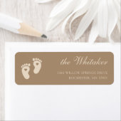 Minimalistische Brown Footprints Gender Reveal Par Etiket (Insitu)
