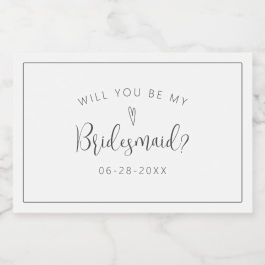 Minimalistische bruidsmeisje verzoek mini drank la sparkling wijnetiket (Enkel label)