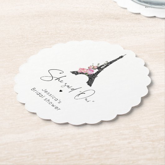 Minimalistische bruidswelkom met Eiffeltoren Parij Kartonnen Onderzetters (Gekanteld)