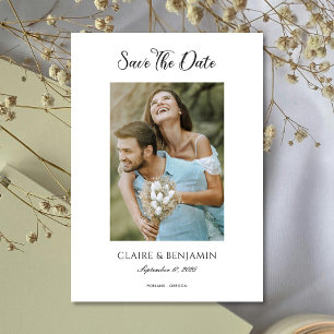 Minimalistische bruiloft Bewaar de datum met foto Save The Date