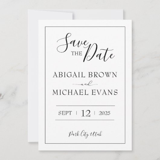 Minimalistische bruiloft Bewaar de datum Save The Date (Voorkant)