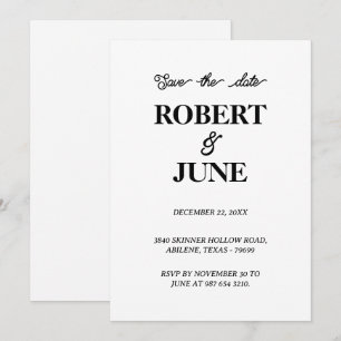 Minimalistische bruiloft bewaar de datumkaart save the date