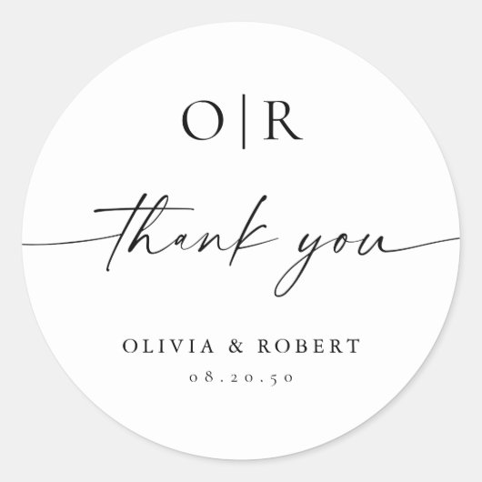 Minimalistische bruiloft Classic ronde Sticker (Voorkant)