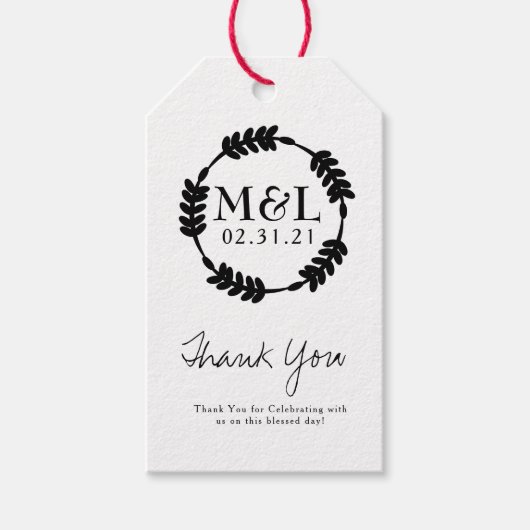 Minimalistische bruiloft Dank je troep Cadeaulabel (Voorkant)