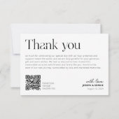 Minimalistische bruiloft dank u kaart foto QR-code (Achterkant)
