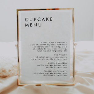 Minimalistische bruiloft Dessert Bar Cupcake Menu Kaart