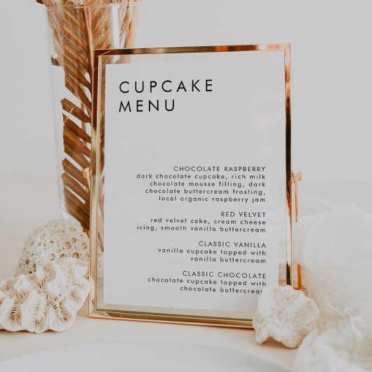 Minimalistische bruiloft Dessert Bar Cupcake Menu  Poster