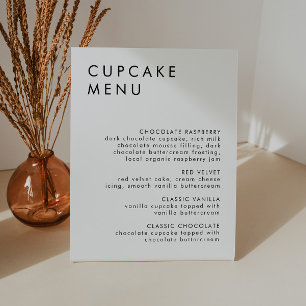 Minimalistische bruiloft Dessert Bar Cupcake Menu Reclamebord Met Voetstuk