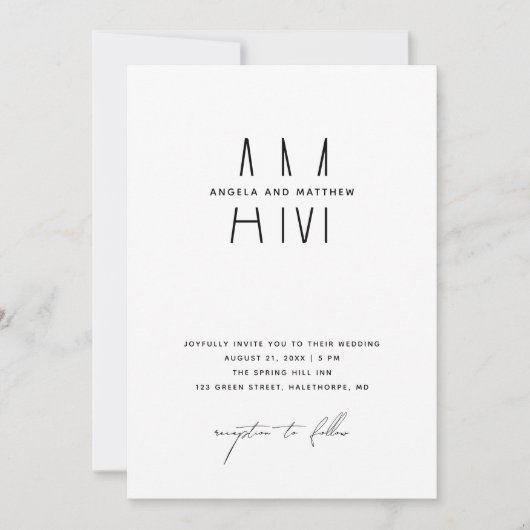 Minimalistische bruiloft + details & QR. Modern mo Kaart (Voorkant)