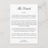 Minimalistische bruiloft details Script foto Informatiekaartje (Voorkant)