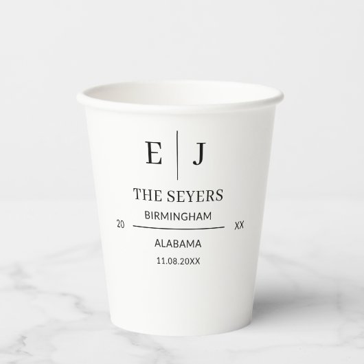 Minimalistische bruiloft Drinkware Bruiloft Feest Papieren Bekers (Voorkant)