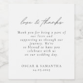 Minimalistische bruiloft Elegant Zwart & Wit Wijn Etiket (Enkel label)