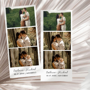 Minimalistische bruiloft foto booth strip lijst save the date