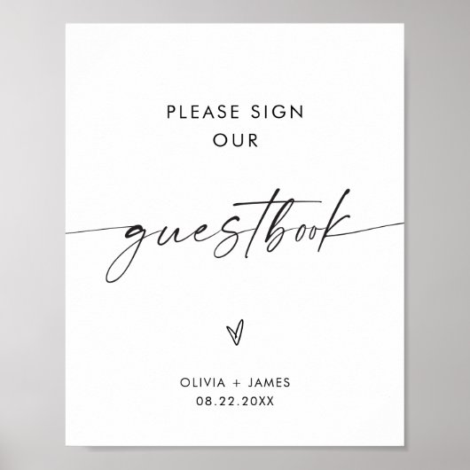 Minimalistische bruiloft gastenboek teken, gastenb poster (Voorkant)