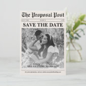  minimalistische bruiloft krant foto save the date (Staand voorkant)