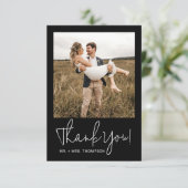 Minimalistische bruiloft moderne stijlvolle script bedankkaart (Staand voorkant)