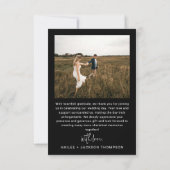 Minimalistische bruiloft moderne stijlvolle script bedankkaart (Achterkant)