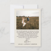 Minimalistische bruiloft moderne stijlvolle script bedankkaart (Achterkant)