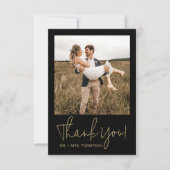 Minimalistische bruiloft moderne stijlvolle script bedankkaart (Voorkant)