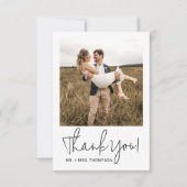 Minimalistische bruiloft moderne stijlvolle script bedankkaart (Voorkant)