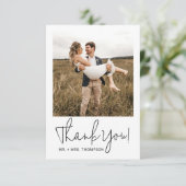 Minimalistische bruiloft moderne stijlvolle script bedankkaart (Staand voorkant)