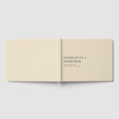 Minimalistische bruiloft monogram crème faux linne gastenboek (Volledig)