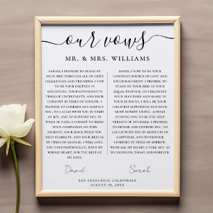 Minimalistische bruiloft Onze geloften met Elegant Poster