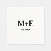 Minimalistische bruiloft paar Initialen & datum Servet (Voorkant)