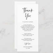 Minimalistische, bruiloft plaats instelling dank u programma (Voorkant / Achterkant)