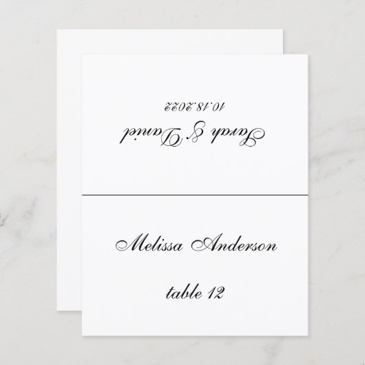 Minimalistische bruiloft-plaatskaart - Gedrukte ga (Voorkant / Achterkant)