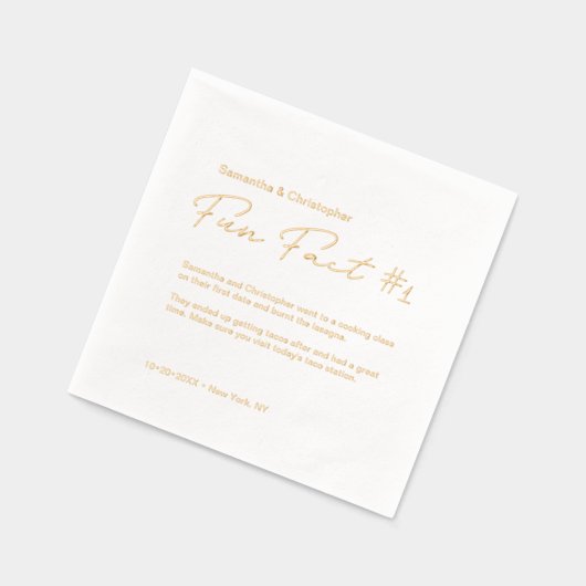 Minimalistische bruiloft plezier feit Custom goude Folie Servetten (Links)