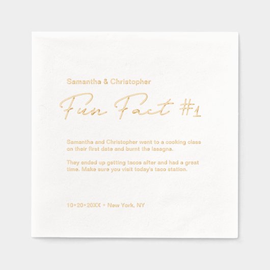 Minimalistische bruiloft plezier feit Custom goude Folie Servetten (Voorkant)