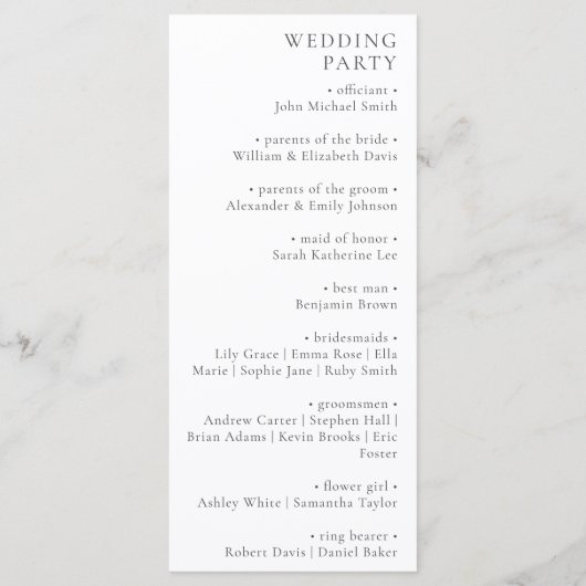 Minimalistische bruiloft programma (Achterkant)