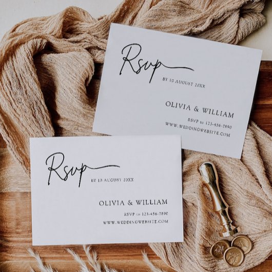 Minimalistische bruiloft RSVP Kaart Sjabloon