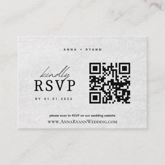 Minimalistische bruiloft RSVP met QR-code Informatiekaartje (Voorkant)