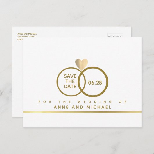 minimalistische bruiloft SAVE THE DATE Aankondigingskaart (Voorkant / Achterkant)