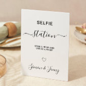 Minimalistische bruiloft selfie station teken, kaart