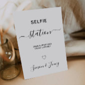 Minimalistische bruiloft selfie station teken, kaart