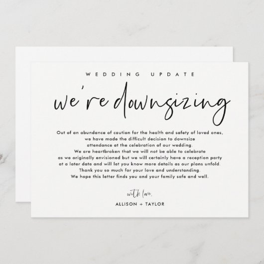 Minimalistische bruiloft update verkleiningsaankon kaart (Voorkant / Achterkant)